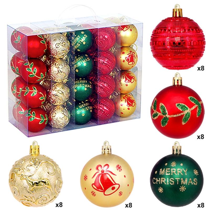 Plastic Christmas Tree Decorations Accessories Colorful Handcrafted Spherical Orbs In Gift Box for Festival Event