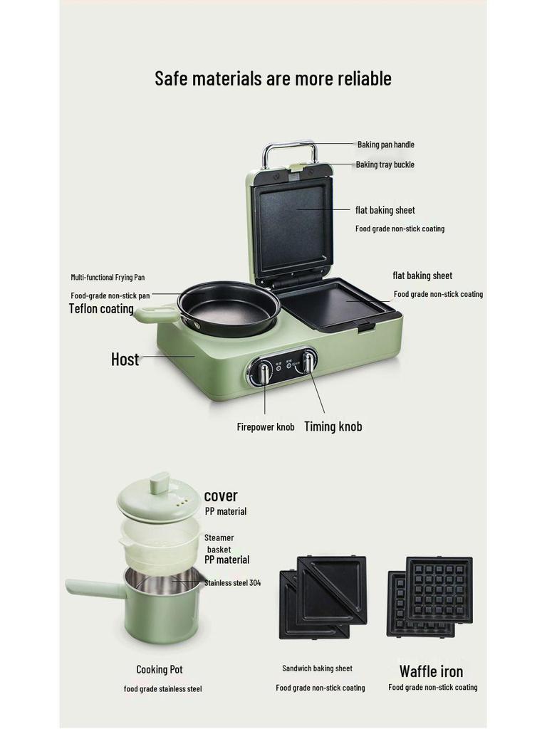 Versatile Breakfast Station: Steamer, Boiler, Fryer, Griller, Sandwich Maker & Noodle Cooker
