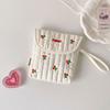 Menstruation Towel Storage Embroidery Cherry Cosmetic Bag Bowknot Bow Makeup Bag  Girls