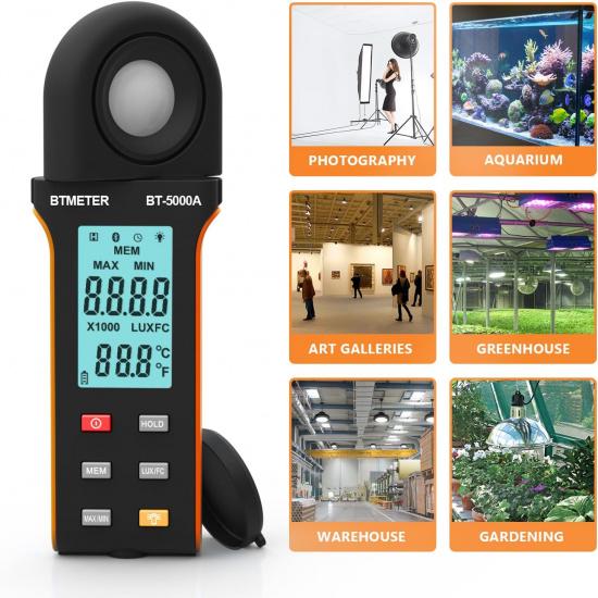 BTMETER Digital Illuminance Meter Light Meter Lumen Tester Brightness Photometer 5000A