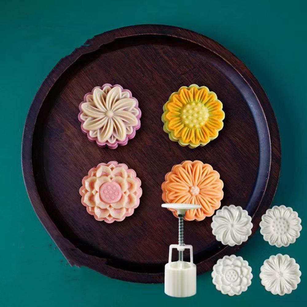 Flower-shaped Cookie Stamp Mould 3D Pastry Making Tools Bakeware Mooncake Mold  Kitchen DIY