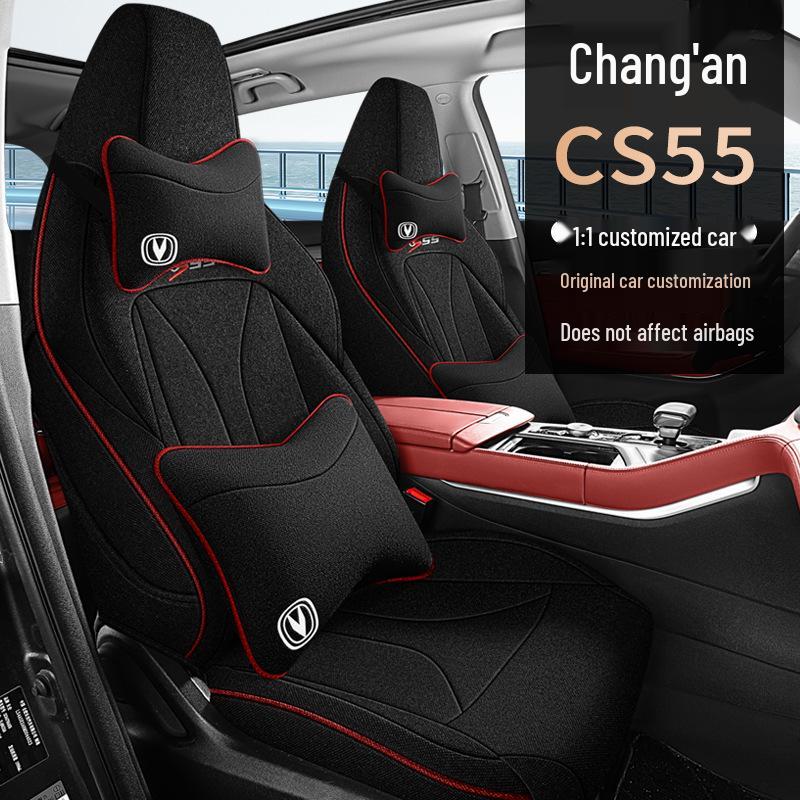 Breathable Fabric Car Seat Covers for Changan CS55/CS55PLUS, Fully Wrapped in Cotton and Linen.