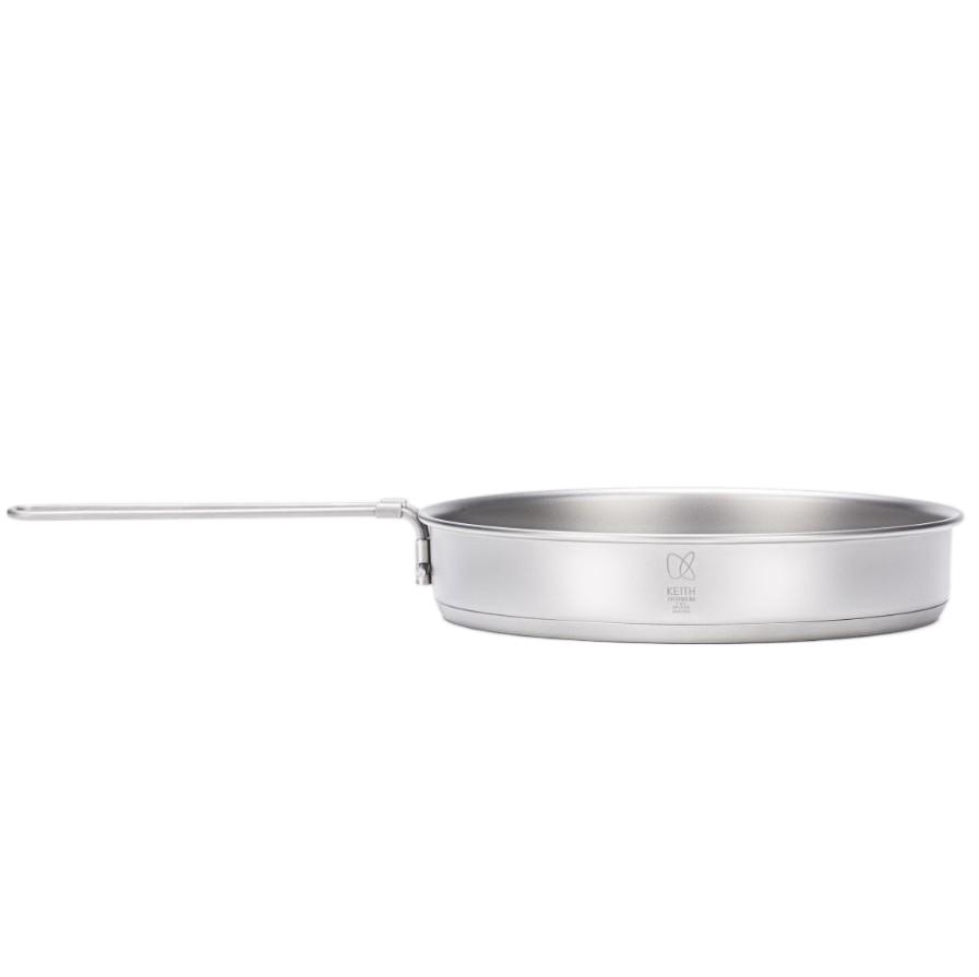 Keith Camping Cookware Ultralight Titanium Fry Pan Titanium Pan for Picnic Outdoor Folding Skillet Titanium серебряный