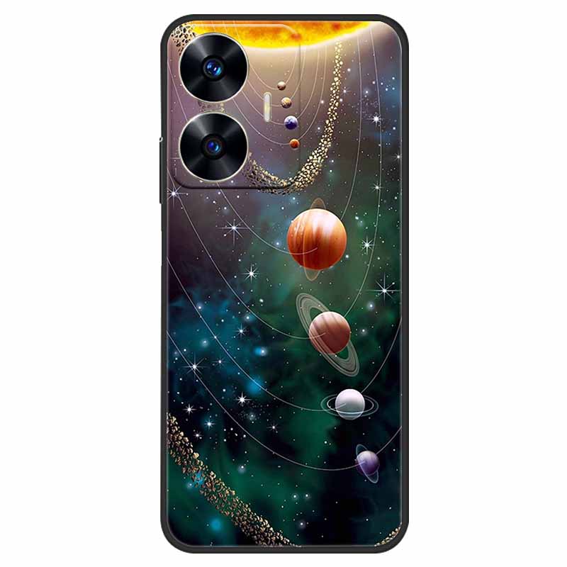Phone Cover For Realme C55 Case Black Silicone Fundas For Realme C55 RMX3710 TPU Soft Back Coque Star Painted on RealmeC55 C 55