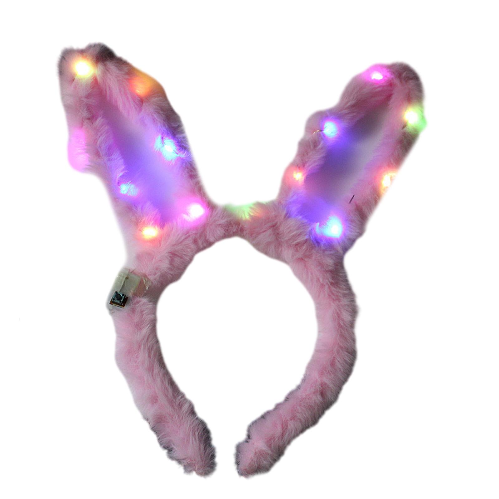 

Lovely LED Rabbit Ear Headband New Year Party Flashing Light Plush Hairhoop Carnival Party Headwear RaveProps Headdress 2