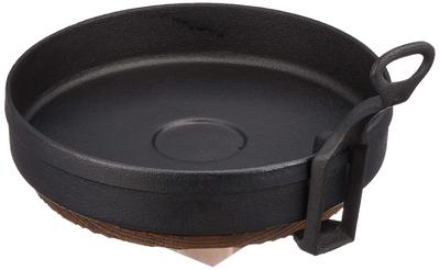 Ikenaga Iron Works Gyoza Iron Pot 20cm For Gas Fire Only With Handle and Wooden Stand Made In Japan 720021