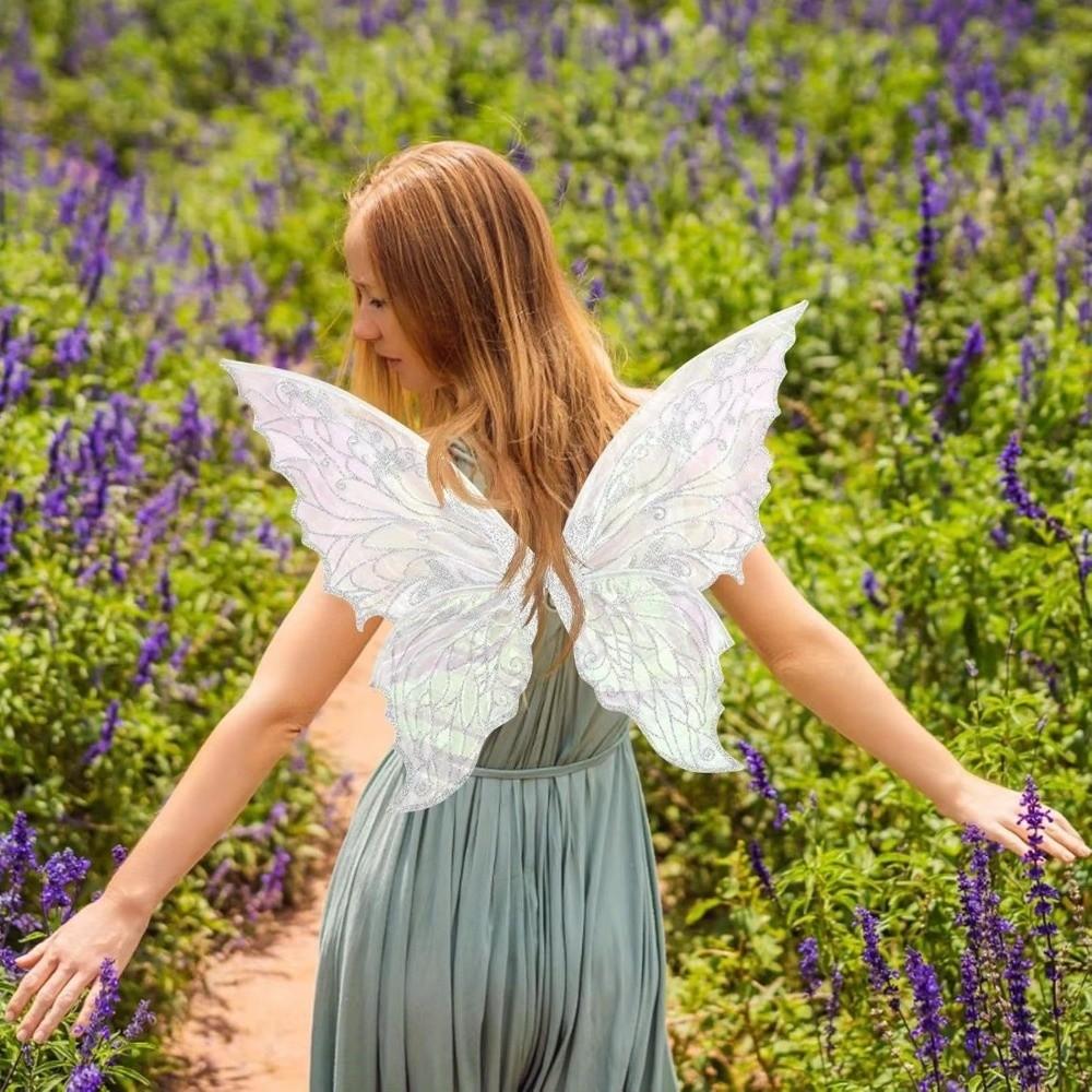 Sparkling Organza Butterfly Fairy Wings Gradient Sheer Costume Wing Set Cosplay Party