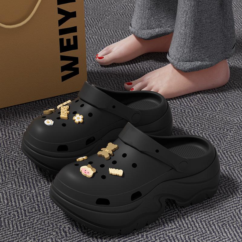 7.0CM small man height-increasing thick-soled hole shoes summer beach slippers can be worn outside high-end cool slippers women's models
