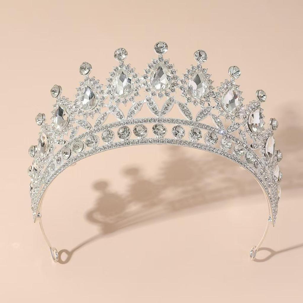 European & American Bride Rhinestone Crown Headband - Baroque Wedding & Evening Hair Accessory