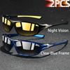 2 Pieces Fashion Vintage Sports Sunglasses Men Women Fishing Running Cycling  Sport Man Sun Glasses Anti-Glare UV400 Eyewear