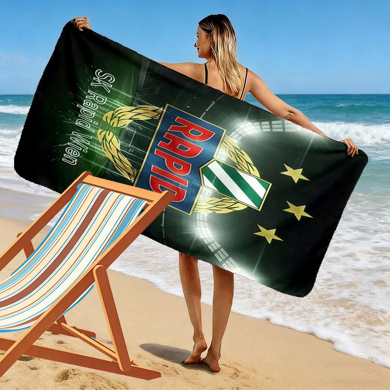 Toalla de Playa con Estampado del Logo del Rapid Viena, Toalla Grande Suave de Secado Rápido para Playa, Camping, Natación