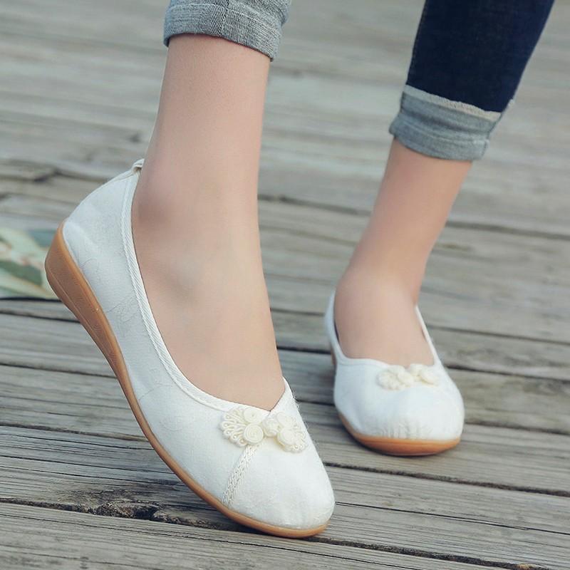 Китайский узел Жуи Женские хлопковые тканевые вышитые балетки Ретро женские легкие мягкие — фото 3