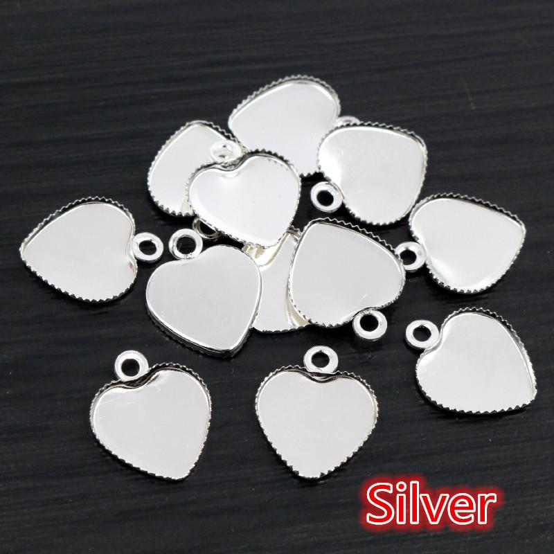 30 Stück 12mm Edelstahl Eisen Material Herz Leere Basis Fassung Passend für 12mm Herz Cabochon Anhänger Fassschalen DIY Schmuckzubehör