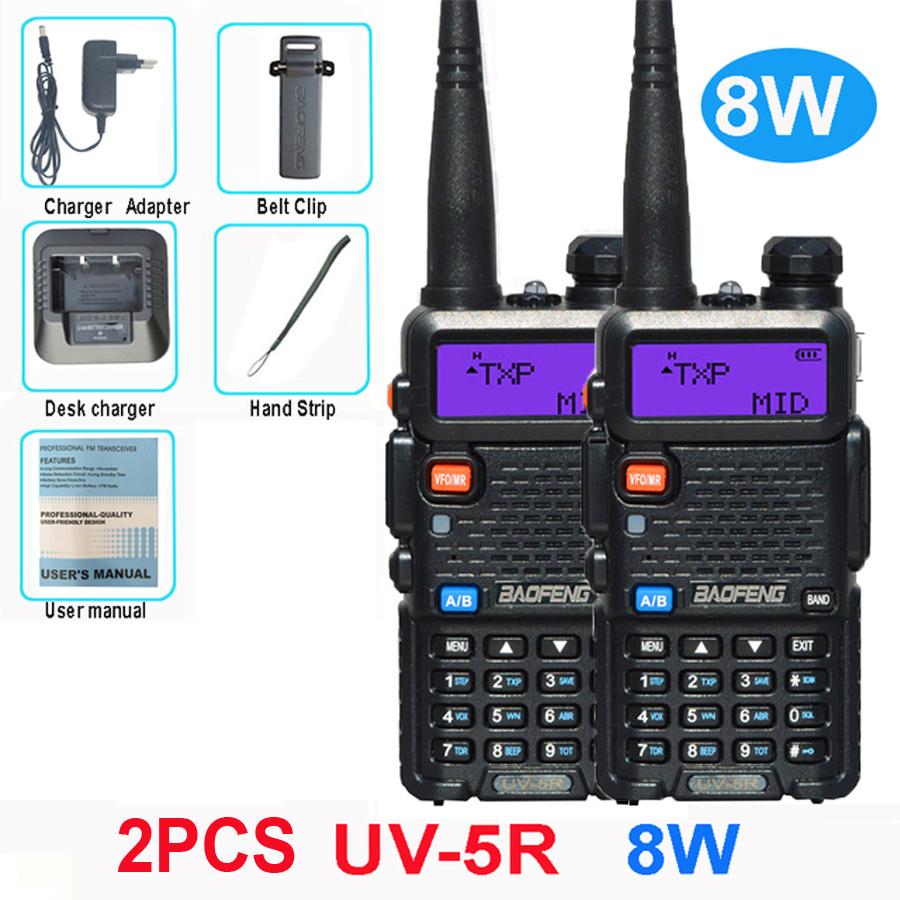 1/2 Pcs Baofeng UV-5R 5W 8W True High Power Walkie Talkie Long Range 10km FM Two Way Portable Radio UV5R Handheld Transceiver