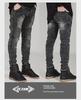 Trendy Slim-Fit Biker Jeans – Stylish Motorcycle Pants with Wrinkled Design for Cross-Border Fashion Enthusiasts