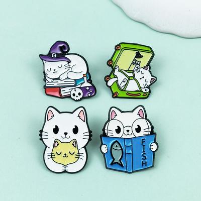 Adorable Cartoon Cat Brooch - Creative Alloy Badge for Clothing Accessories