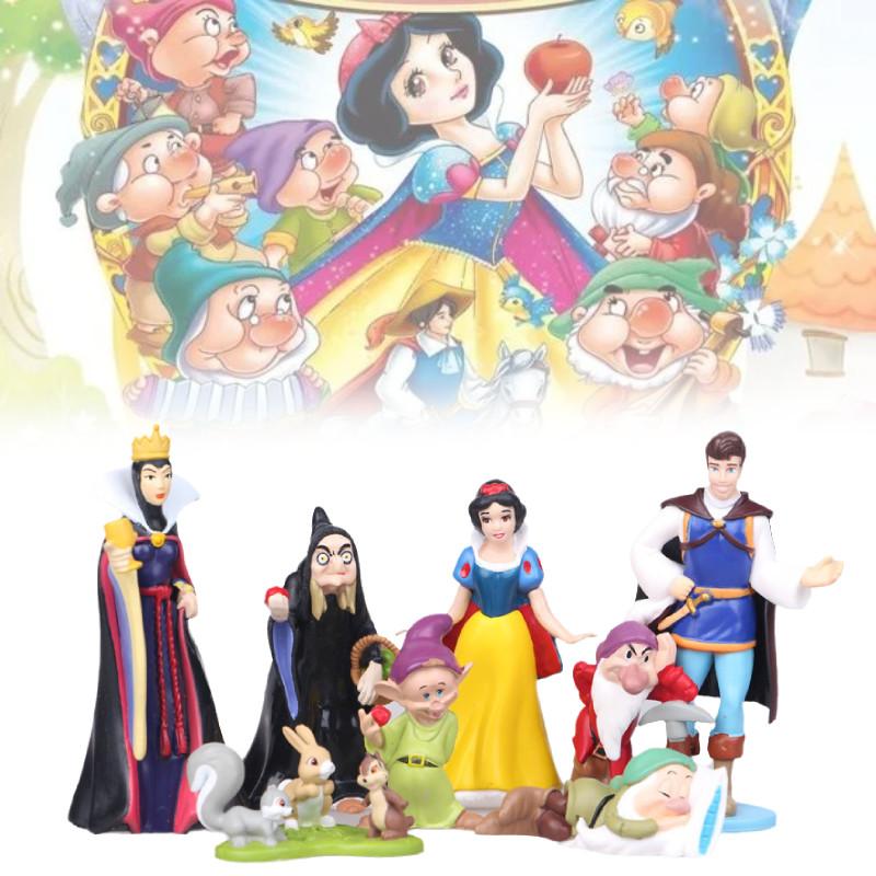 Uroczy Zestaw Figurek Królewny Śnieżki i Siedmiu Krasnoludków Idealny do Dekoracji Tortu