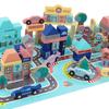 Building Colorful Construction Blocks Wooden Race Car Set Kids Shape Recognize