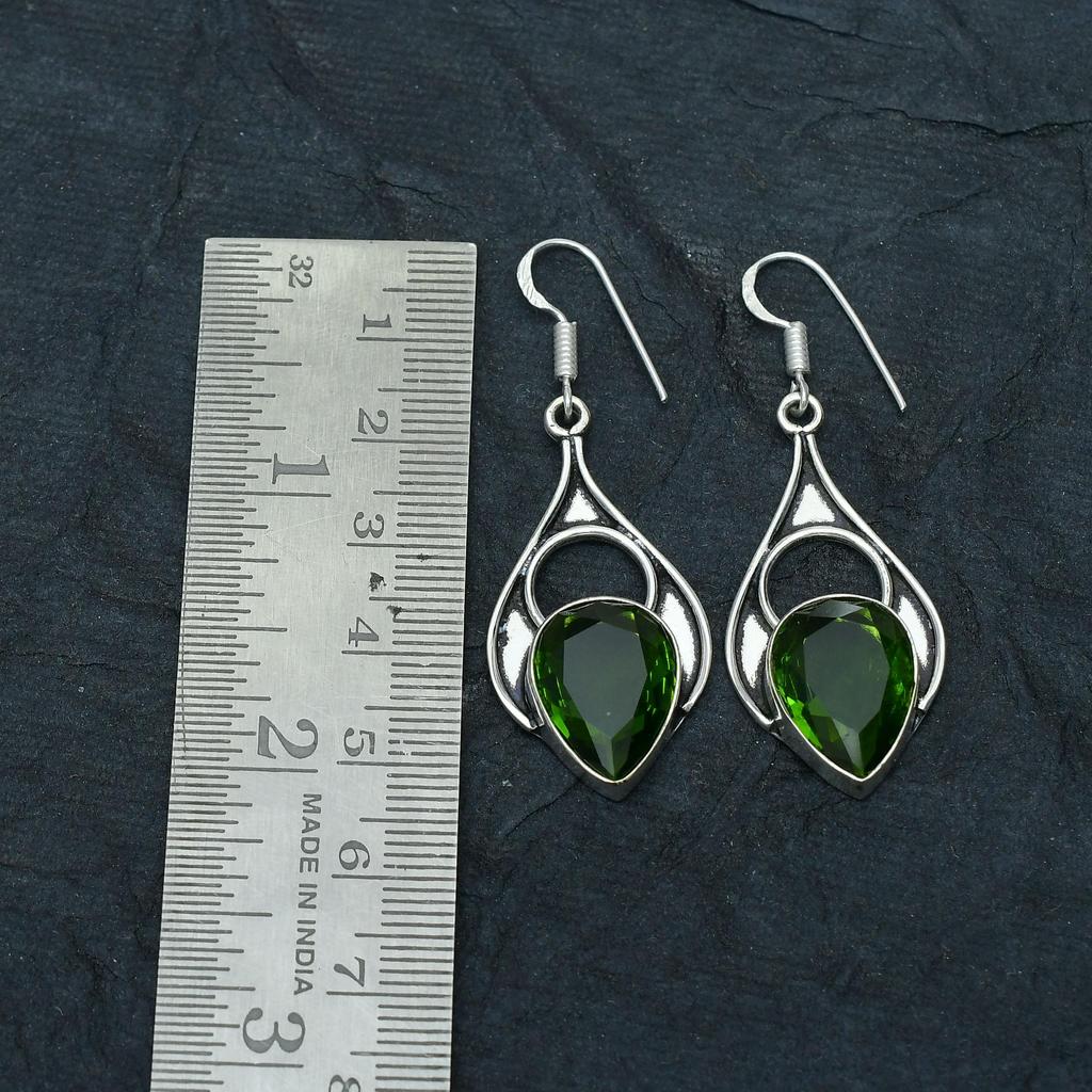 Peridot Gemstone Handmade 925 Sterling Silver Jewelry Earring