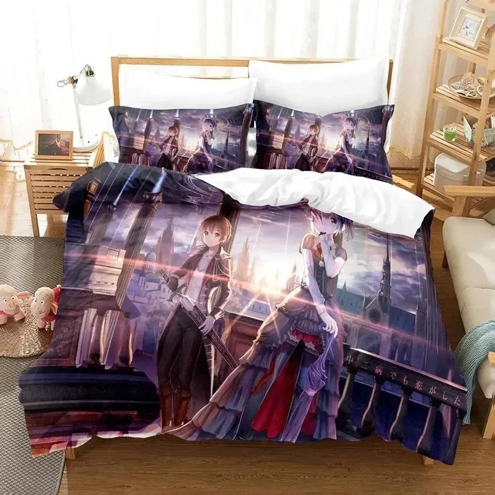 Kawaii Girl Love Chunibyo Other Delusions Bedding Set Printed With Pillowcase Duvet Cover Soft Queen King Size Bedclothes Home