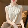 Summer Lace Collar Sleeveless Shirt Women's Wooden Ear Stand-up Collar Vest Top