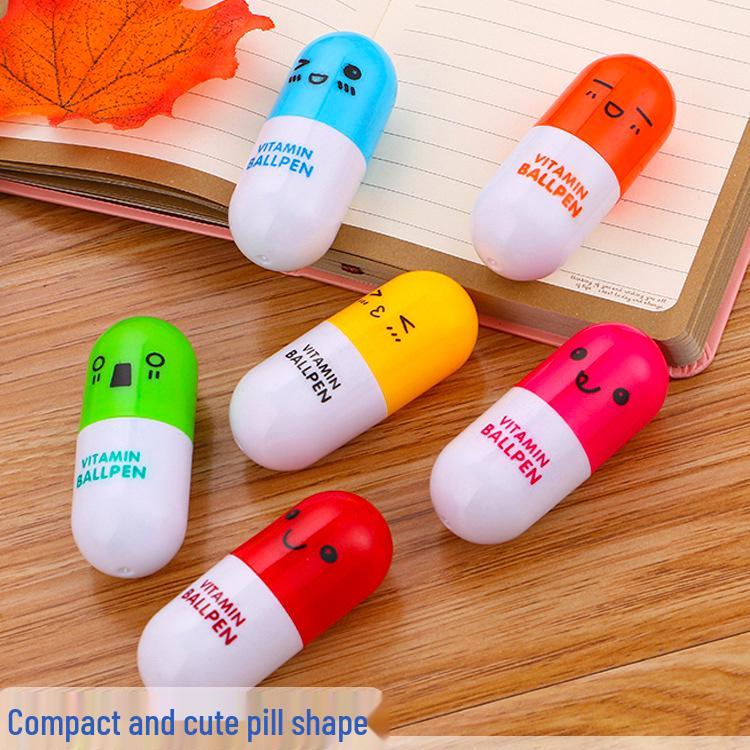 Fun Capsule-Shaped Retractable Ballpoint Pen with Creative Logo Design