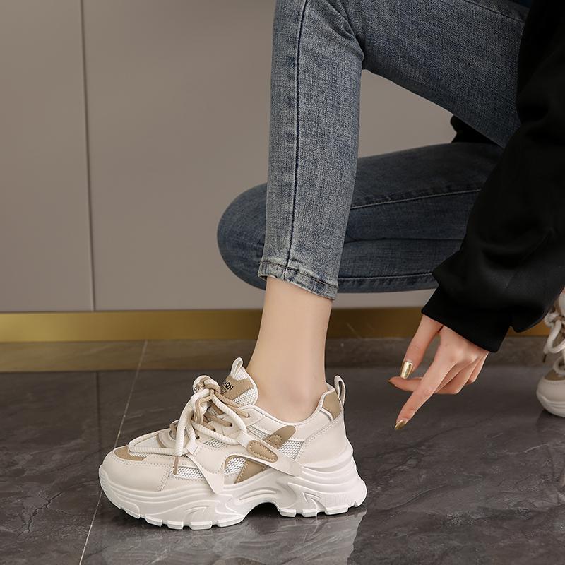 Women's 2025 Dad Shoes: New Style Spring Casual Thick-Soled Trendy Sneakers for a Slim Foot Look