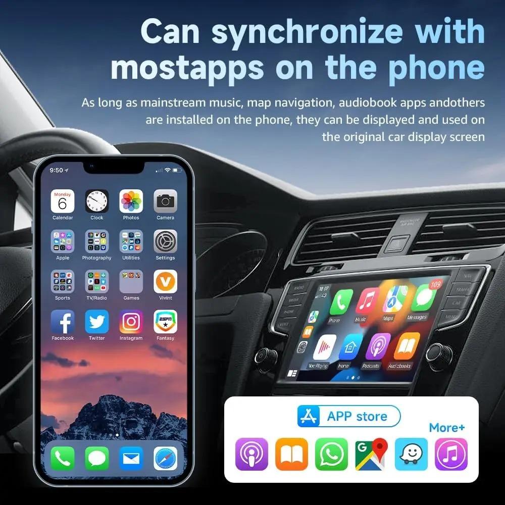 2 In 1 Wired To Wireless Carplay Adapter for IOS Android Wi-Fi 6 Bluetooth 5.4 Auto Smart USB Dongle Plug and Play Carplay Wireless Adapter