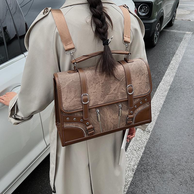 Retro Tote Bag Commuter Luxury Handbag Women's Bag 2025 New Contrast Briefcase Backpack