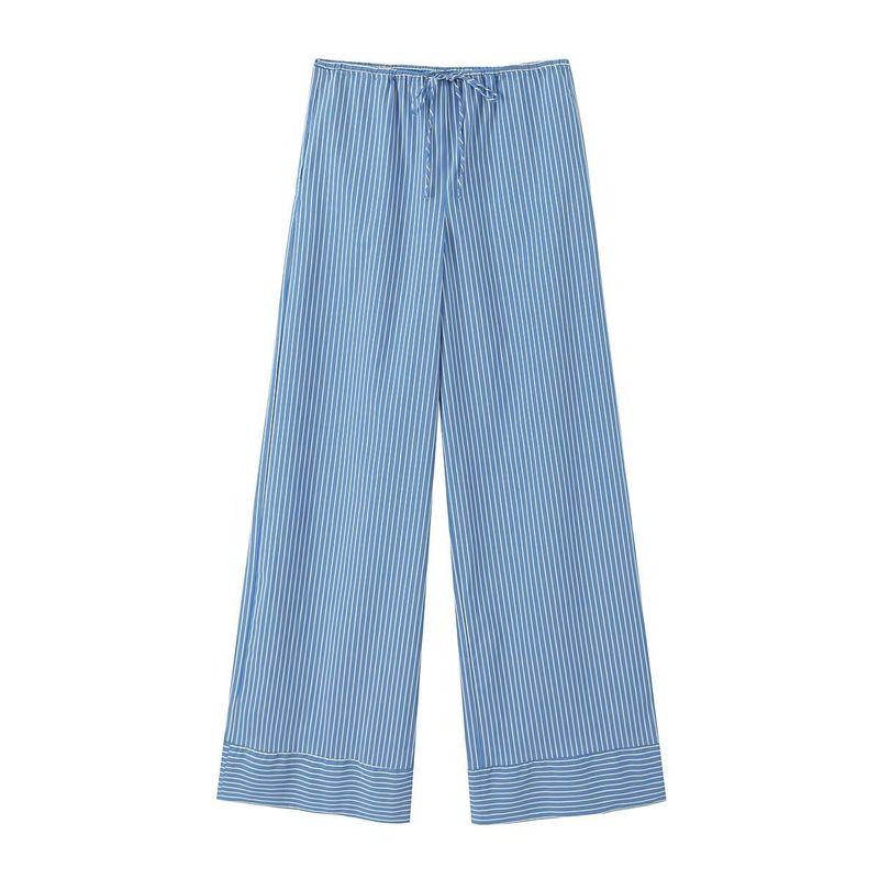 Kaslead Women's Clothing Stretch Lace-up Stripes Pants