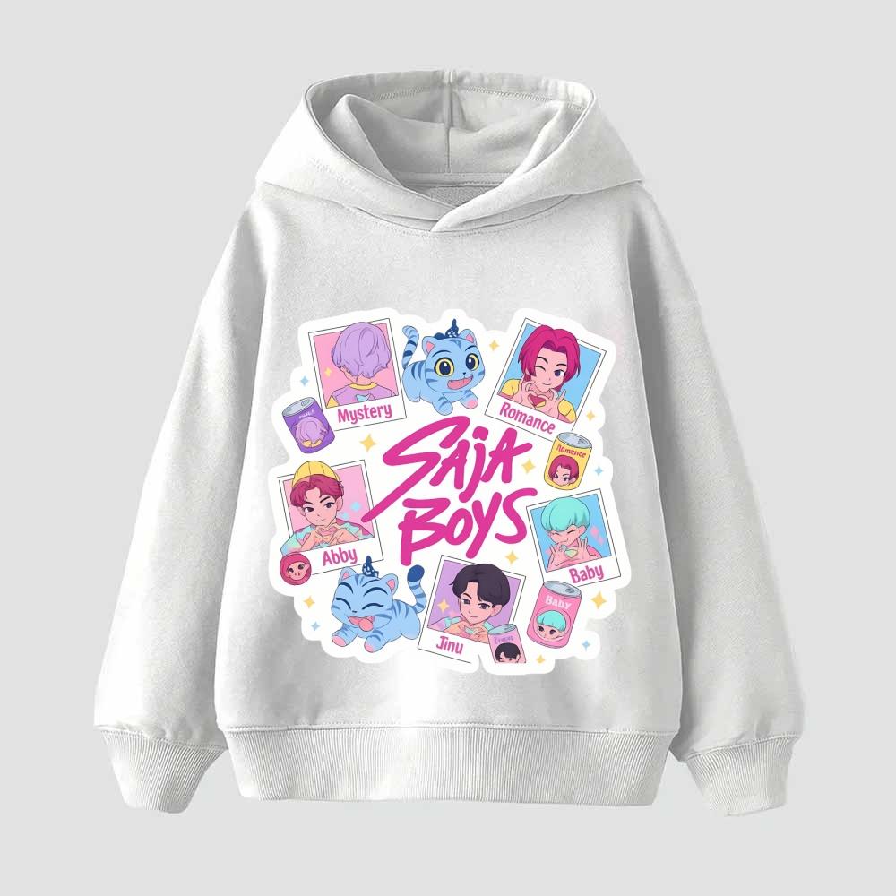 KPop Demon Hunter Cartoon Girls Boy Hooded Sweatshirt Warm Children's Korean Wave Fashion Casual Tops Casual Girls Clothing