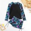 New 2025 Ladies Long Sleeve Printed Bikini Set Separate Tankini Swimsuit Women Fashionable Patchwork Design Swimming Costume