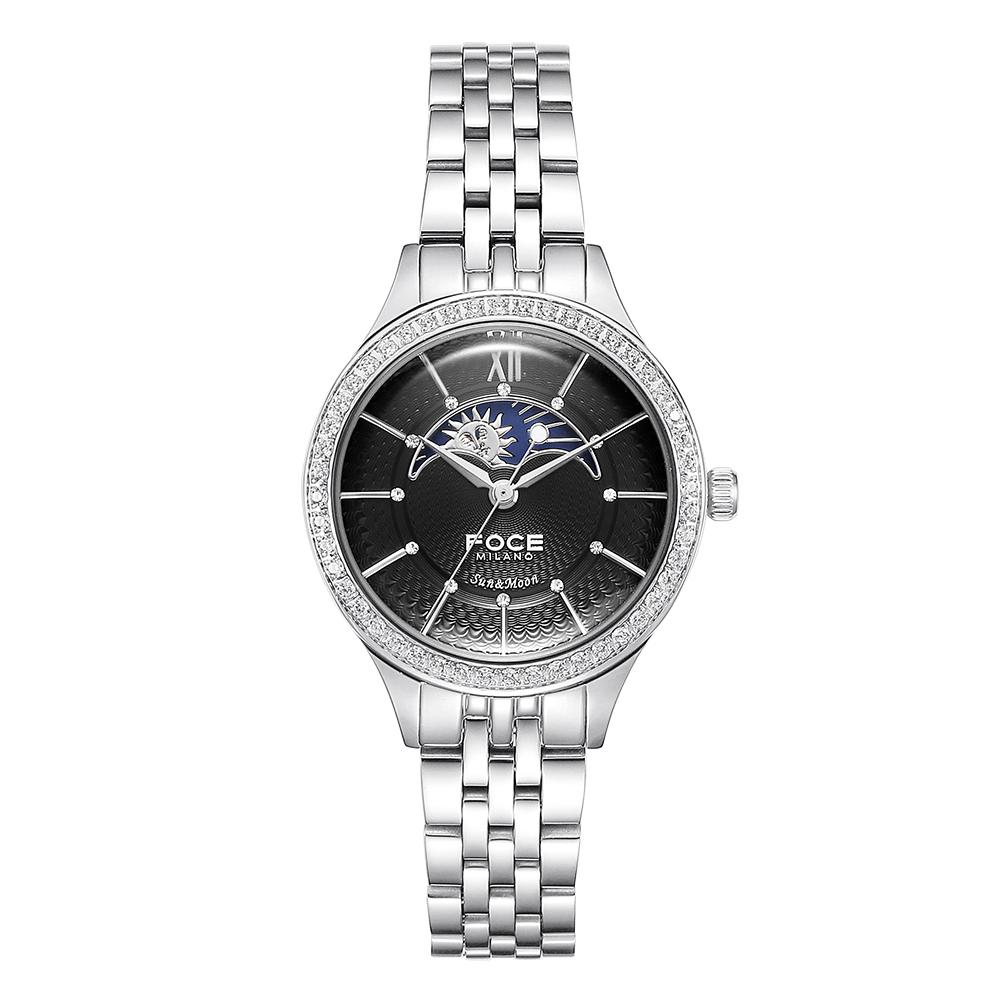 Poche 30Mm Women'S Sun & Moon Metal Watch Fm7602Lm-Bk