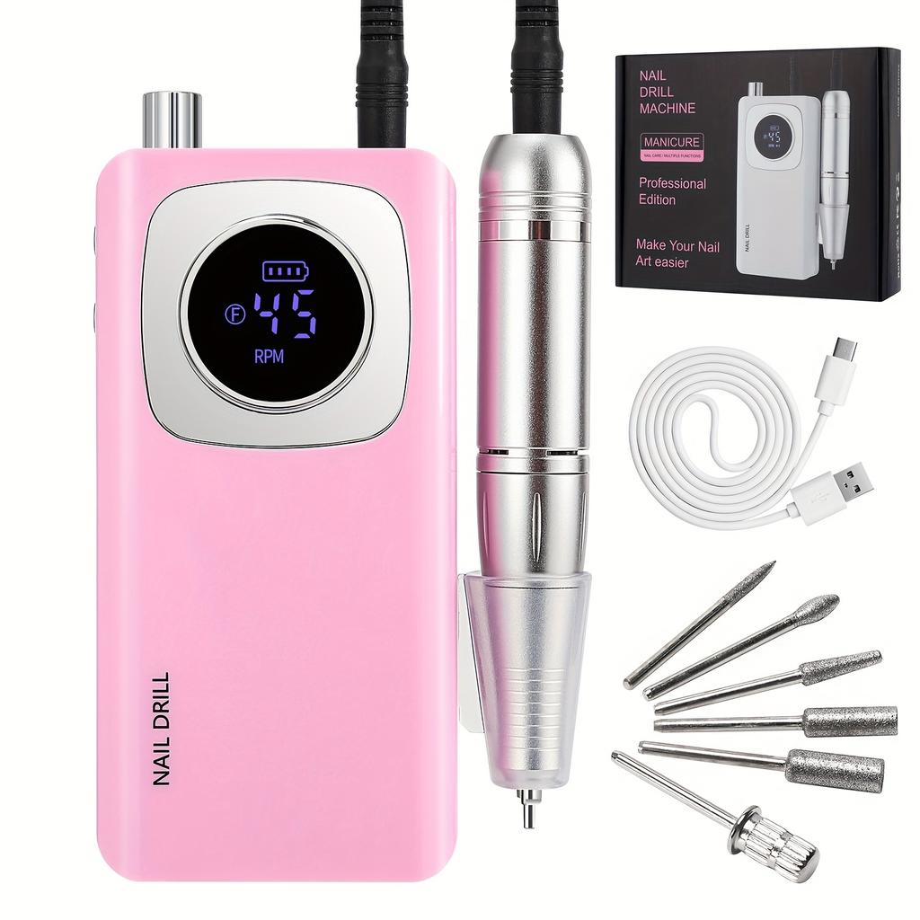 Nail Drill - 45000 Rpm Nail Drill, For Acrylic Nail Gel Polishing, Portable Electric Nail Drill - For Home Nail Salon Gel Nail Polish