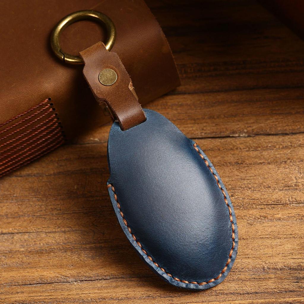 Top Grain Leather Car Key Cover for BYD Qin, Song, & Tang - Retro European/American Style