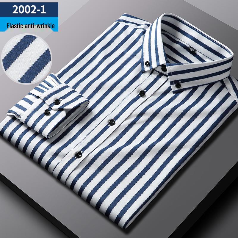 Herrskjorta i stretch för affärsbruk: Lång- eller kortärmad randig, Vår/Sommar-kollektion