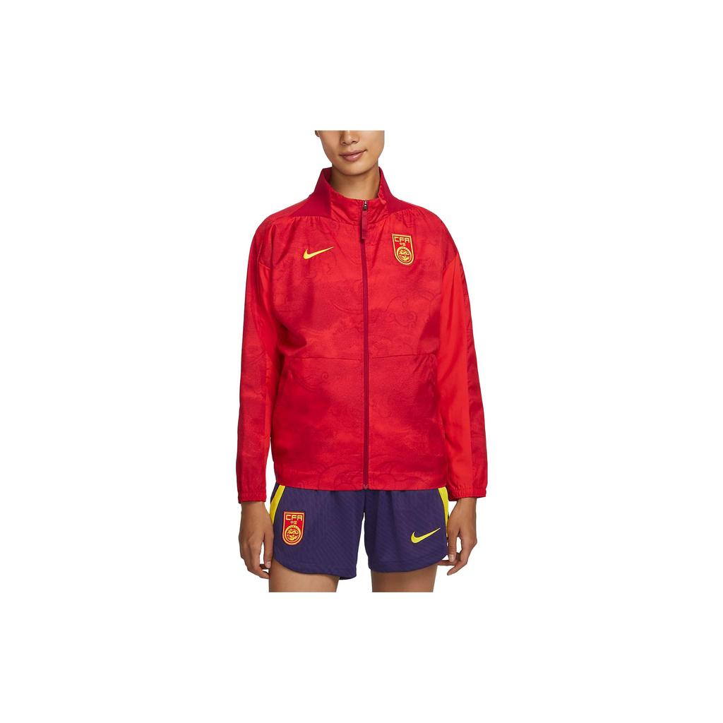 Nike Dri-FIT Anthem China Team All-Over Print Stand Collar Quick-Dry Football Jacket Women Jacket Red DV5615-687