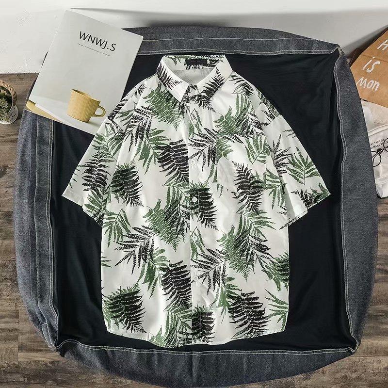 Men's Floral Short-sleeve Shirt, Korean Style, Loose Fit, Summer Vintage, New Trendy and Stylish Hawaiian Style
