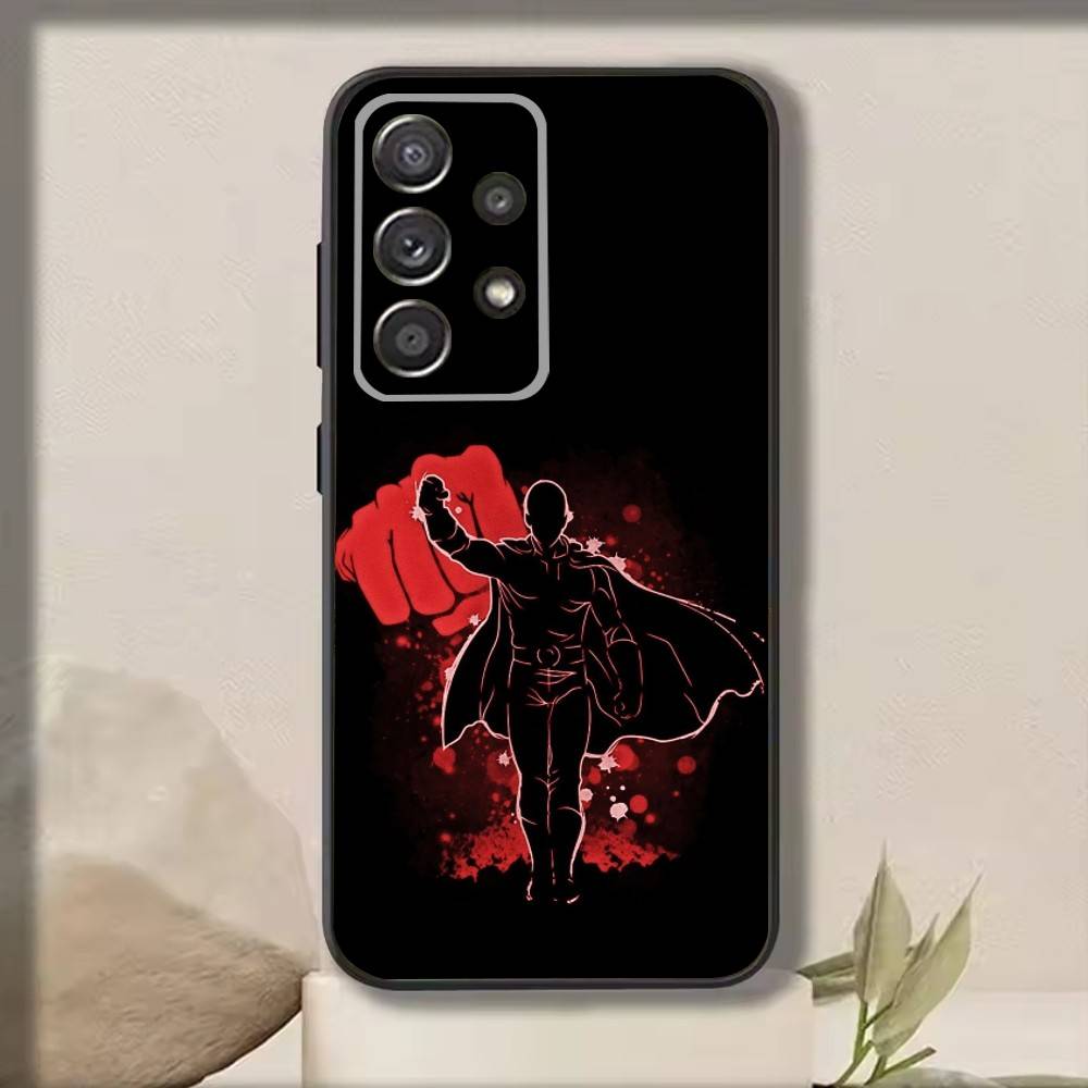 O-One Cartoon P-Punchs Man Phone Case For Samsung S25,S24,S21,S22,S23,S30,Ultra,S20,Plus,Fe,Note,10,9,5G Black Cover