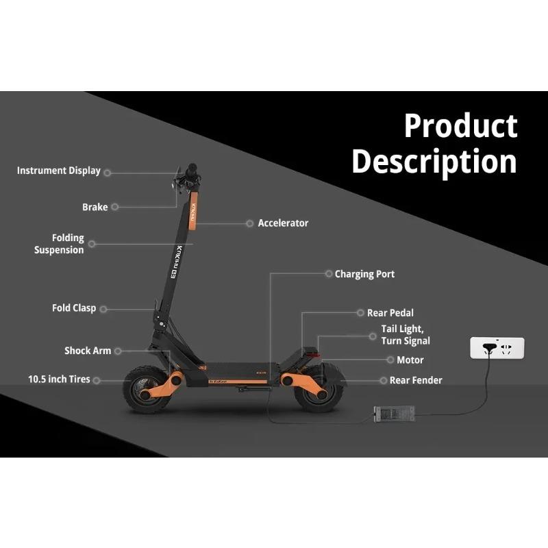 EU Stock Original KuKirin G3 Electric Scooter 1200W Motor 52V 18Ah battery 10.5 Inch Tire Touchable Display 50KM/H E-Scooter
