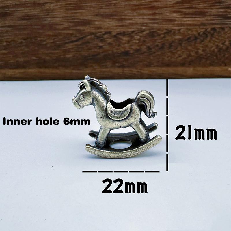 Rocking Horse Brass Knife Beads Edc Outdoor Diy Paracord Handmade Woven Lanyard Pendants Bracelet Charms Accessories