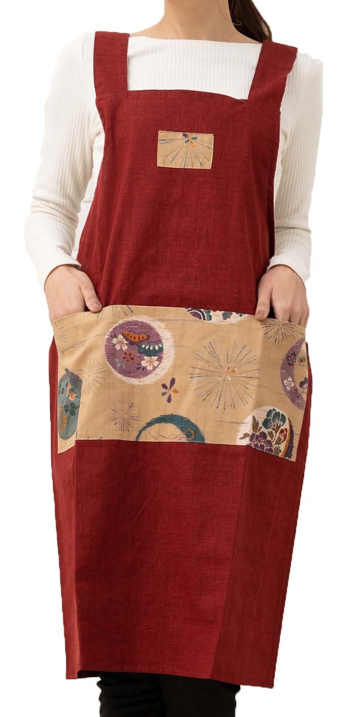 

made in Japan [Yurakuan] Japanese-style apron, H-shaped, (red)