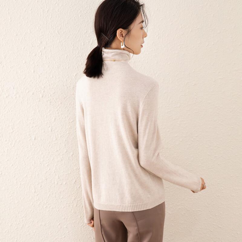 TUHUANG Women's Seamless Lurex Wool High-Neck Base Layer Sweater