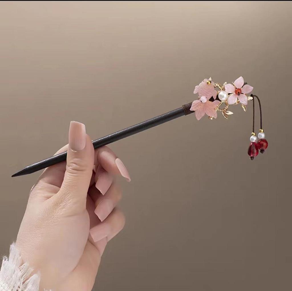 Grampo de Cabelo com Borla de Sândalo de Alta Qualidade para Penteados Updo de Hanfu Cheongsam