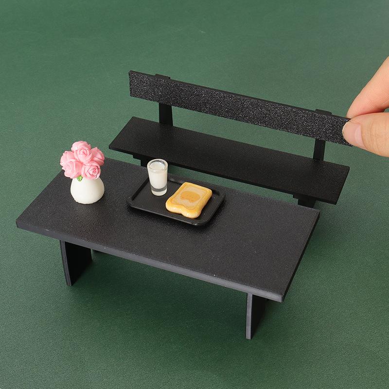 1 Piece Dollhouse Miniature Black Table And Chair Furniture Model Scene Decoration Props Doll House Accessories