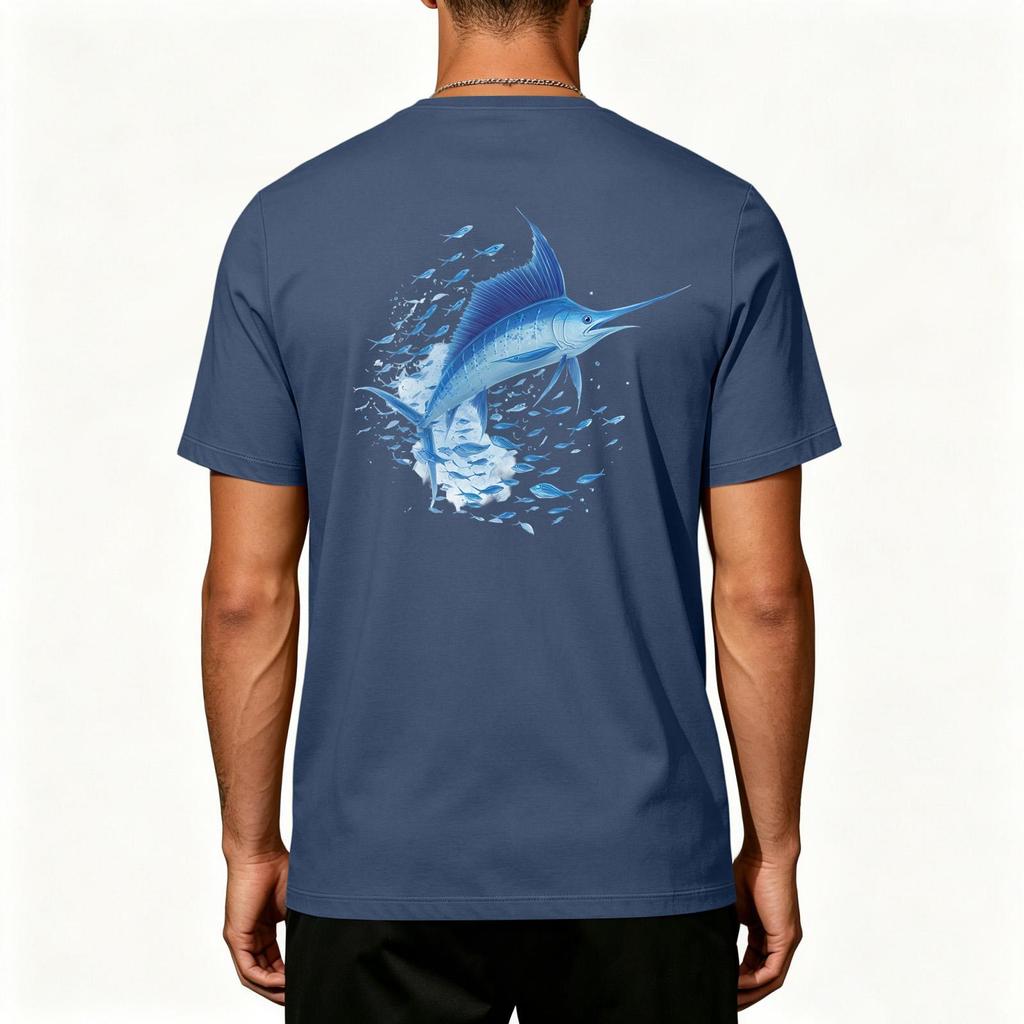 Men's 50 Plus Sun Stretch Short Sleeve T Shirt for Outdoor Fishing and Sports Activities