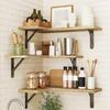 Latest Models Corner Shelves Wall Mounted Set of 3 Wood Wall Shelves for Bedroom /Bathroom/Living Room/Kitchen/Laundry Room