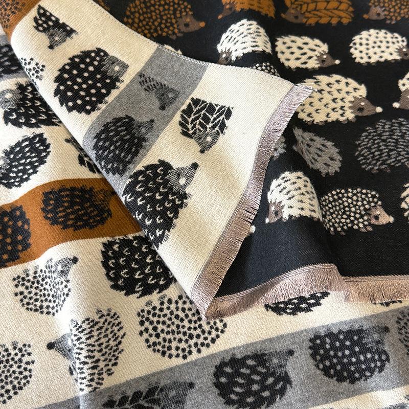 Fashion versatile contrasting colors double-sided imitation cashmere scarf winter high-end warm shawl women