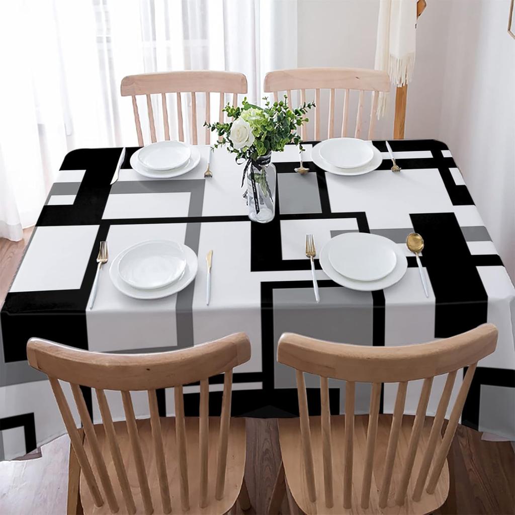 Černá Šedá Geometrické Barevné Bloky Ubrus Dekorace na Sváteční Večírek Moderní Abstraktní Umění Obdélníkové Ubrusy Dekorace Kuchyňského Stolu