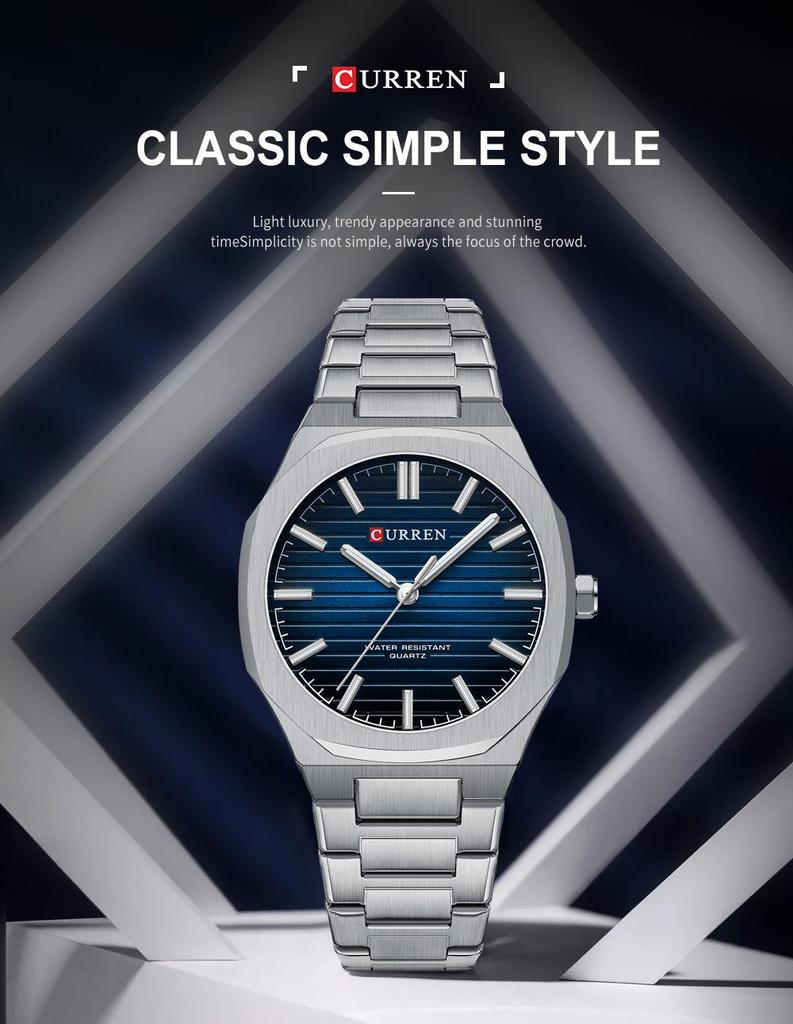 CURREN 8456 Men's Business Quartz Waterproof Steel Wristwatch